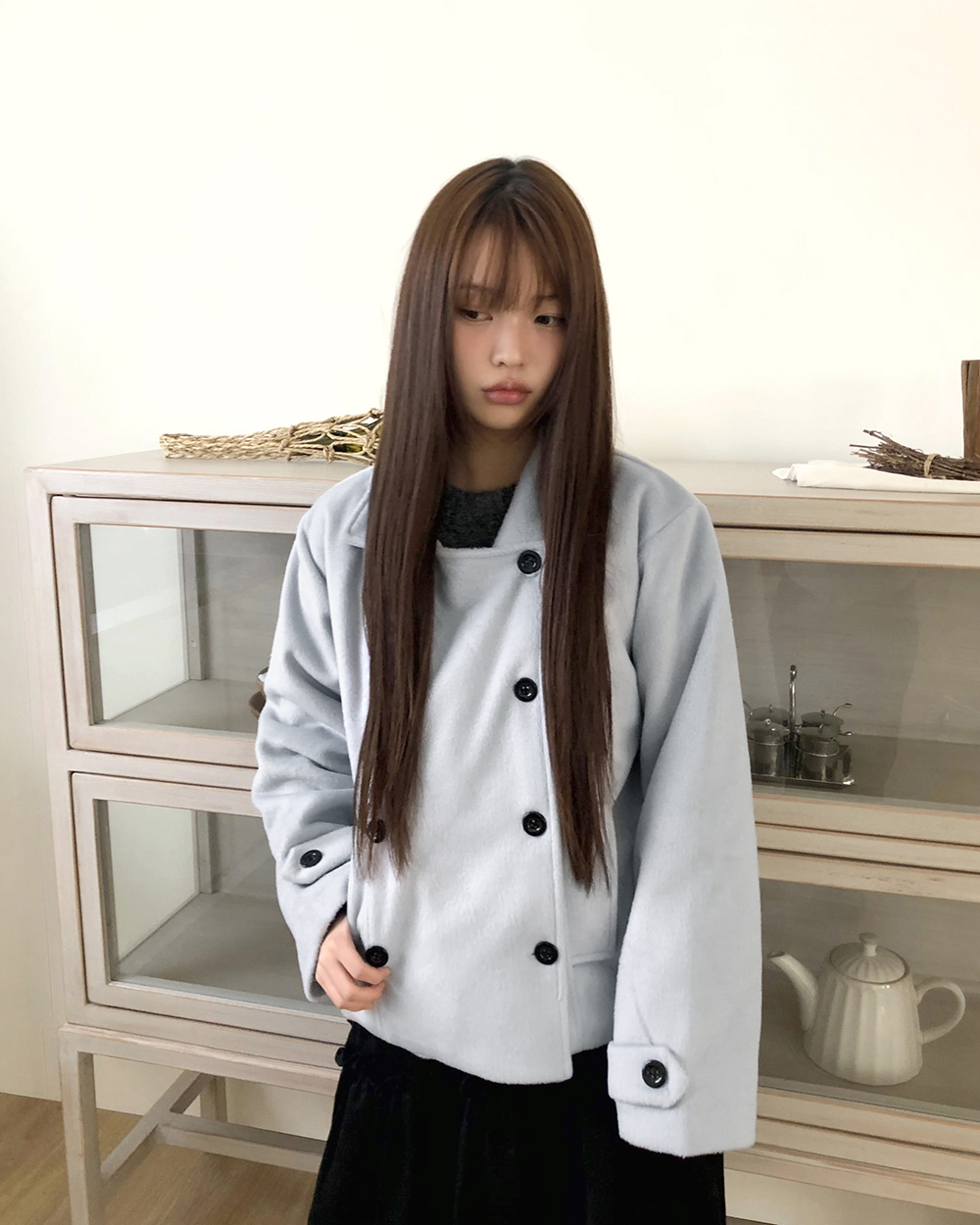 ダブルボタンウールショートコート | ファッション通販サイト NUGU