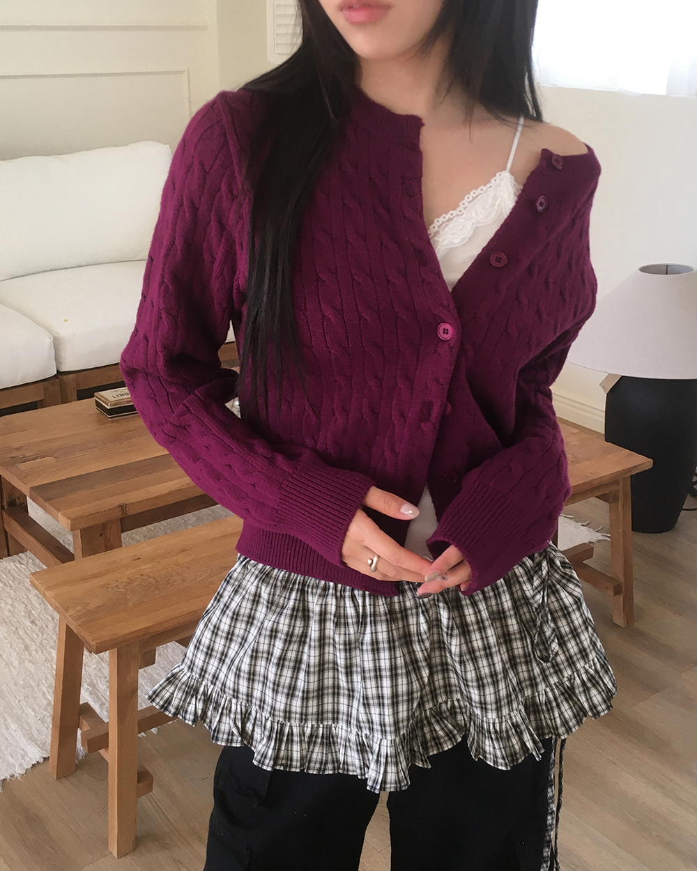 チェックレイヤードミニラップスカート | ファッション通販