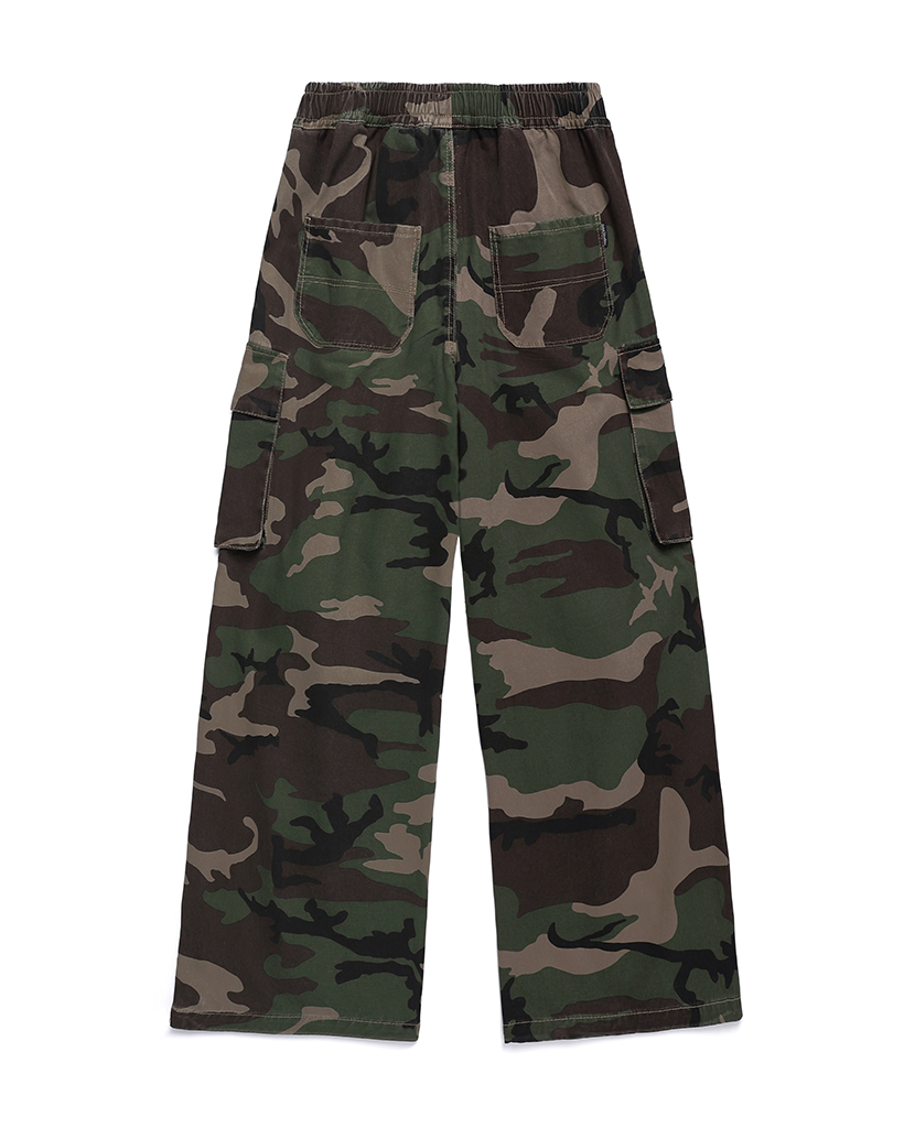 パンツ RADIANT parachute camouflage cargo pants Parachute Washsing Cotton Wide Cargo Pants - camo