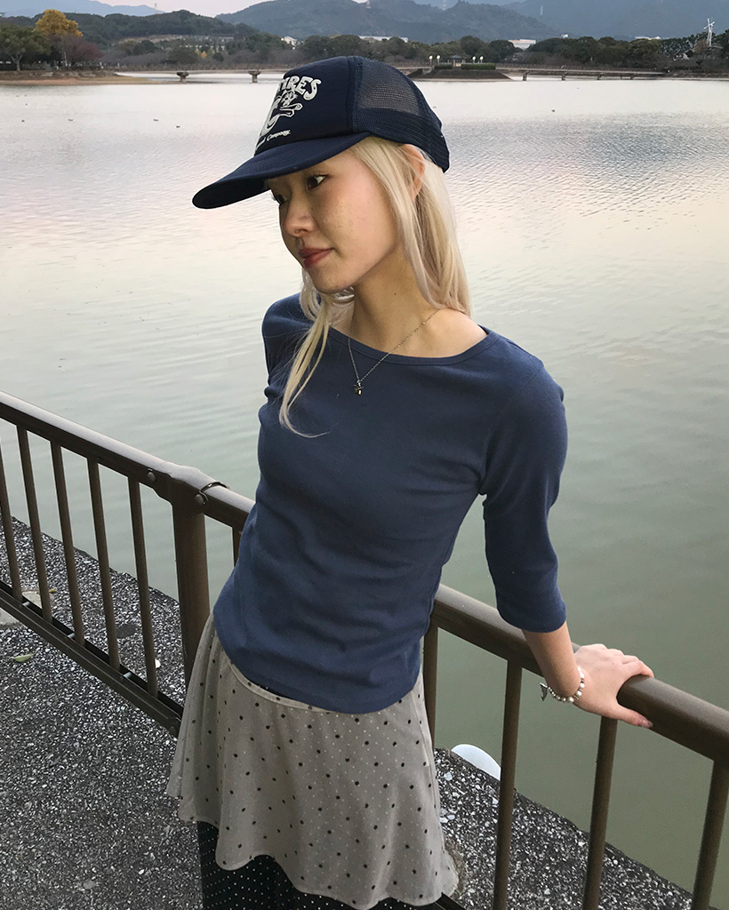 ボートネックスリムTシャツ