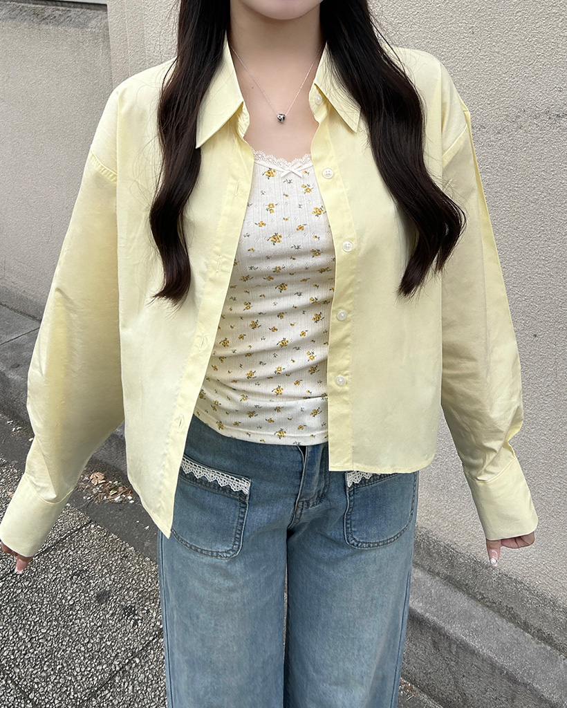 ワイドカフスクロップドシャツ