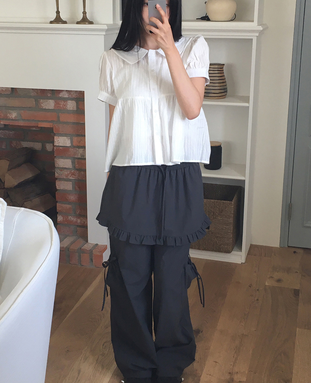 ★RONRON★ ドットカンカンフリルレイヤードパンツスカート フリルカーゴレイヤードスカートパンツ | ファッション通販