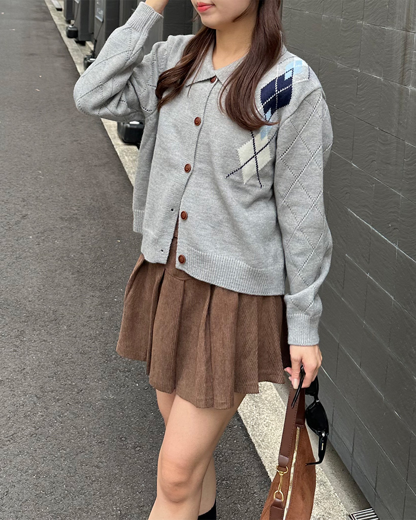 アーガイルニットカーディガン | ファッション通販サイト NUGU