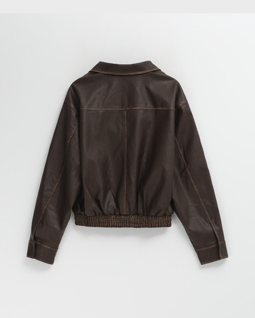 BLACKUPヒベンヴィンテージレザーライクジャンパー BLACKUP】ヒベンヴィンテージレザーライクジャンパー BLACKUP