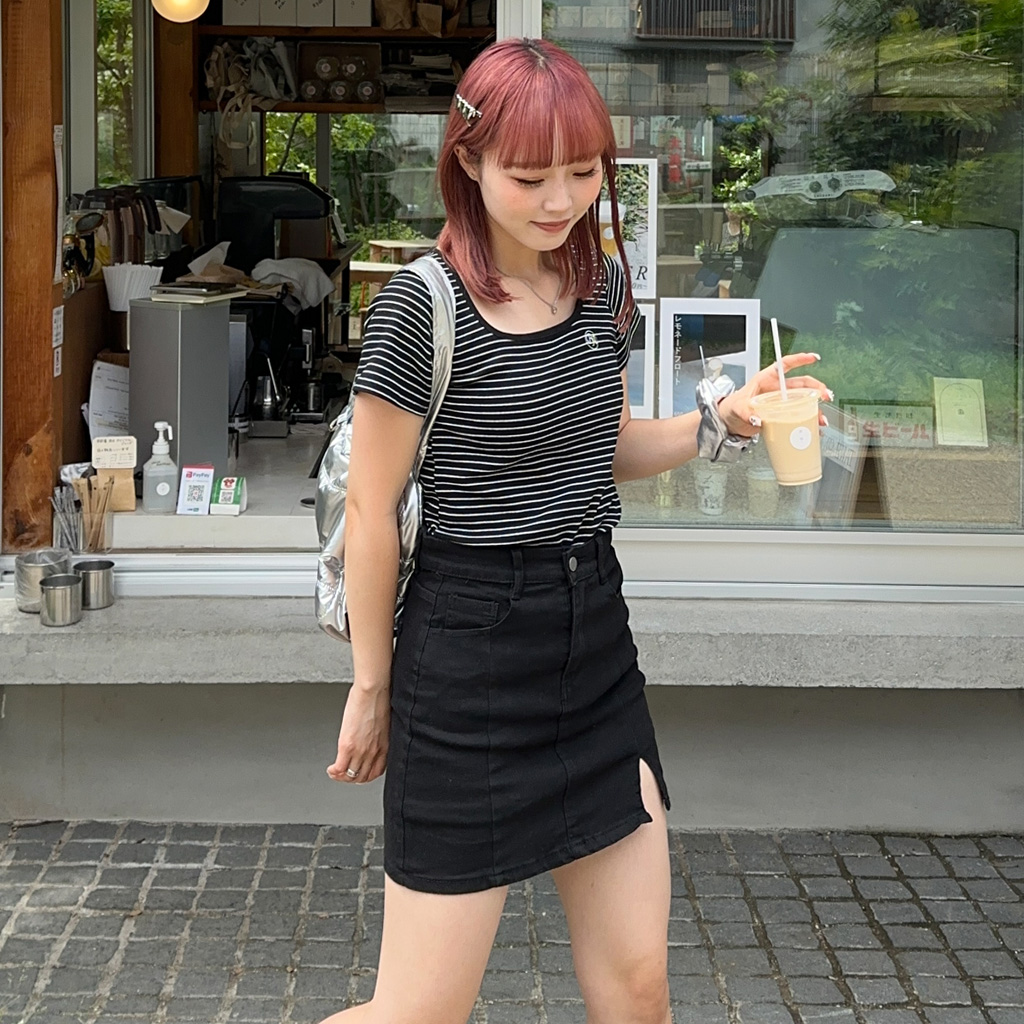 スリットデニムミニスカート | ファッション通販サイト NUGU