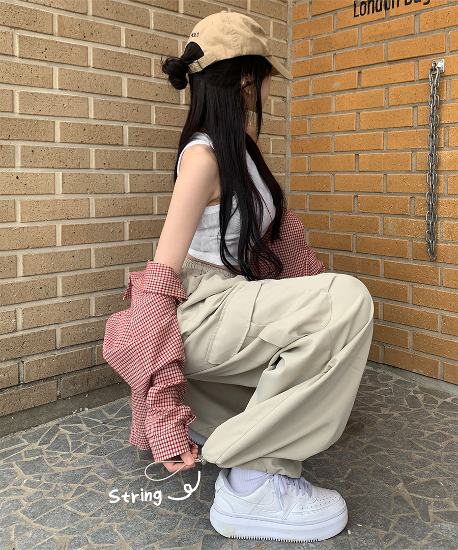 タック入りストリング2WAYカーゴジョガーパンツ | ファッション