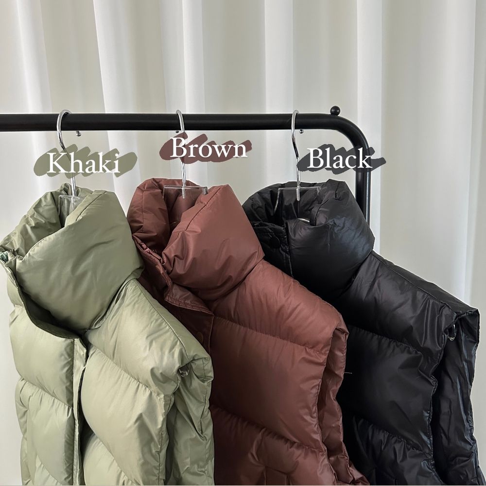 ■韓国■ ダウンベスト クロップ丈 ハイネック LooseFit 全3色 ハイネッククロップドベストダウン | ファッション通販サイト NUGU