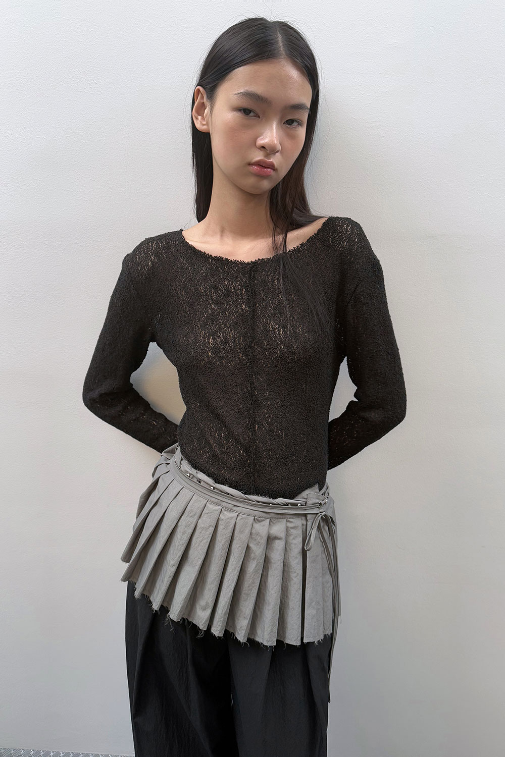 SEE THROUGH LACE TOP - black