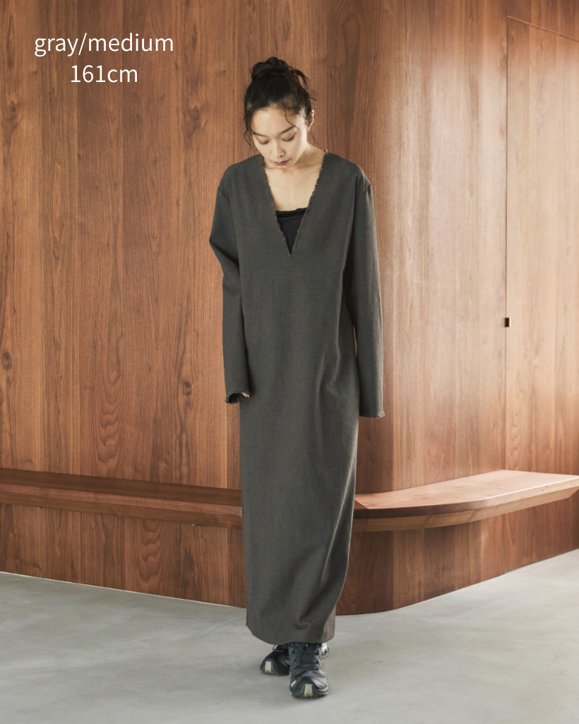 TALLサイズあり】ディープVネックペンシルロングワンピース