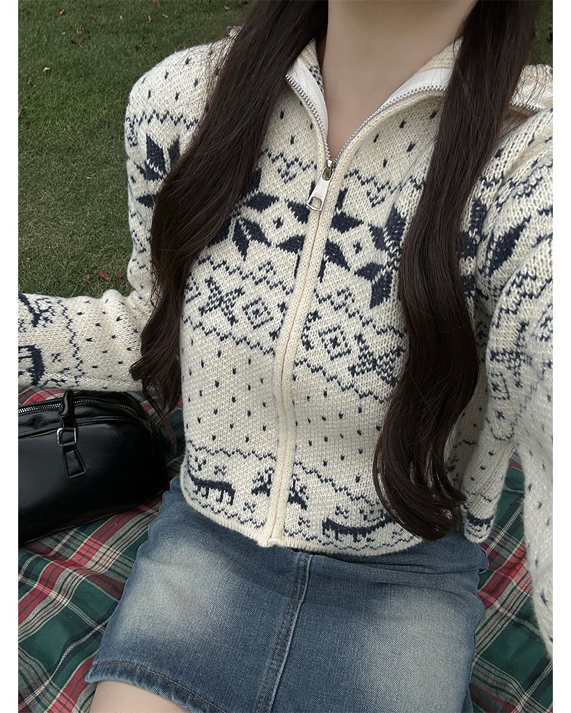 ノルディックスノーフレークニットジャケット | ファッション通販