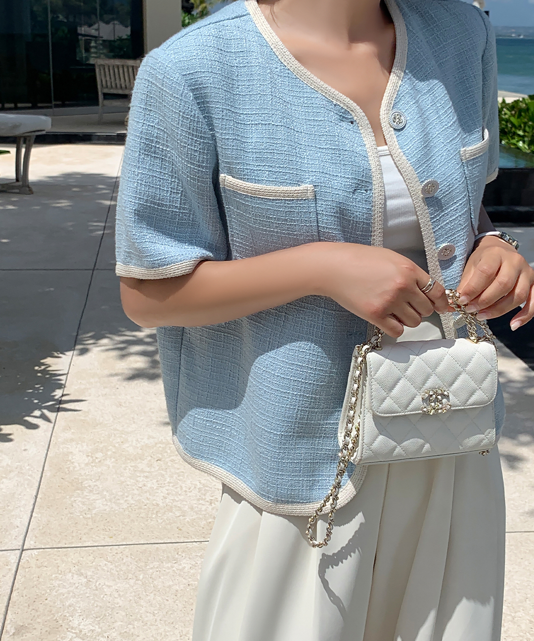 【新品未使用タグ付】CADUNE ツイードニット半袖ジャケット　ベージュ KakaoTalk_Photo_2024-07-17-18-