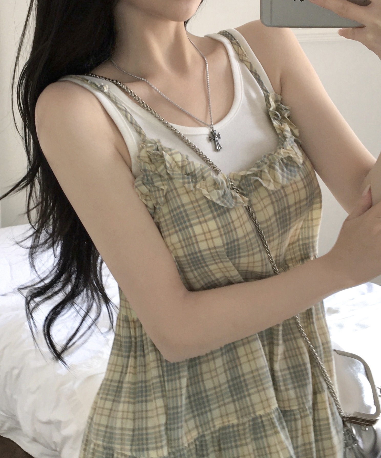 レア★バーバリーブルーレーベル★ノバチェック柄キャミソールミニワンピースベージュ 3_ml6sgOd.jpg