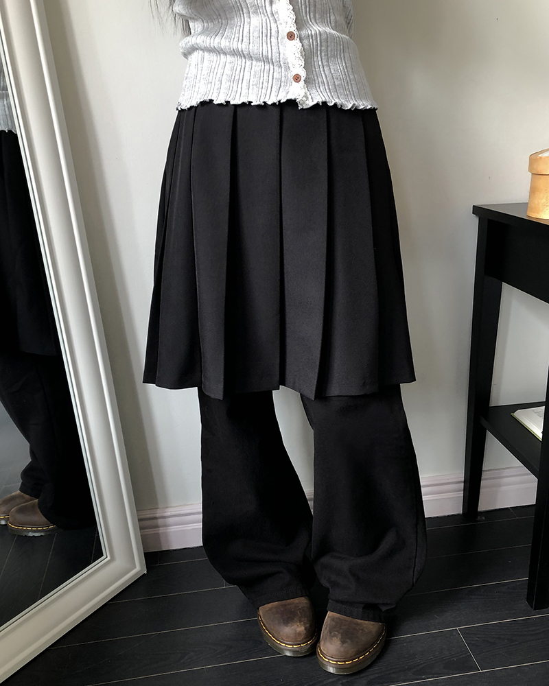 プリーツウエストゴムミドル丈スカート