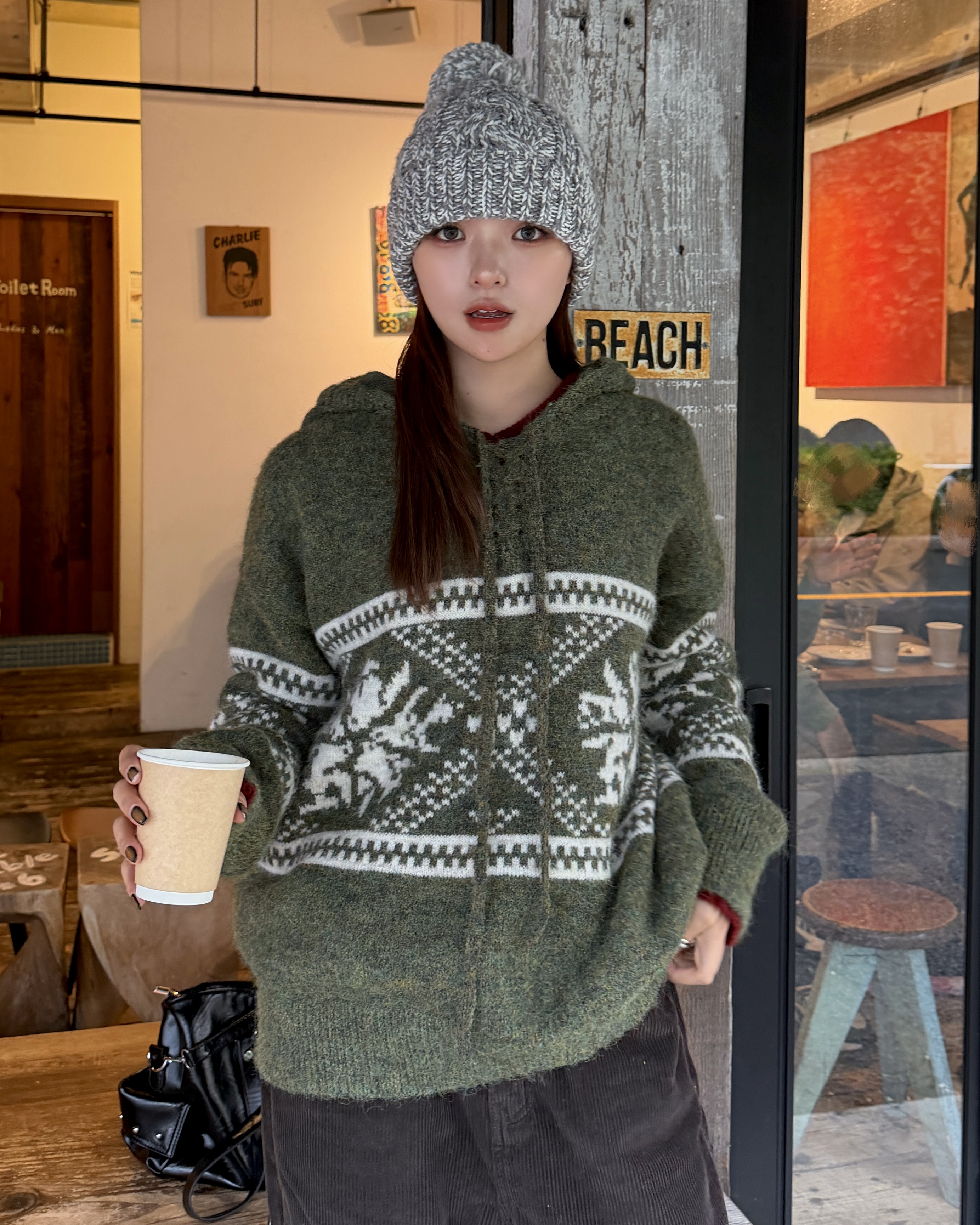 ニット　1/13 1-13 ATON エイトンカシミヤ100% ファー ニット