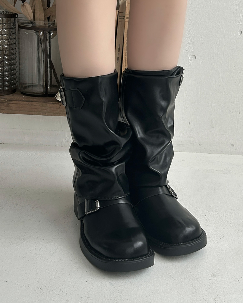 バックルラウンドミドルブーツ | ファッション通販サイト NUGU