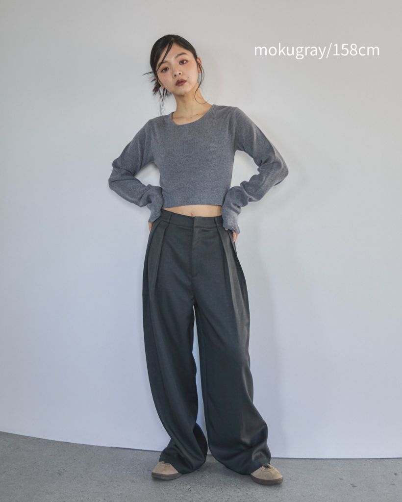 ハンドウォッシャブル】クロップドクルーニット | ファッション通販