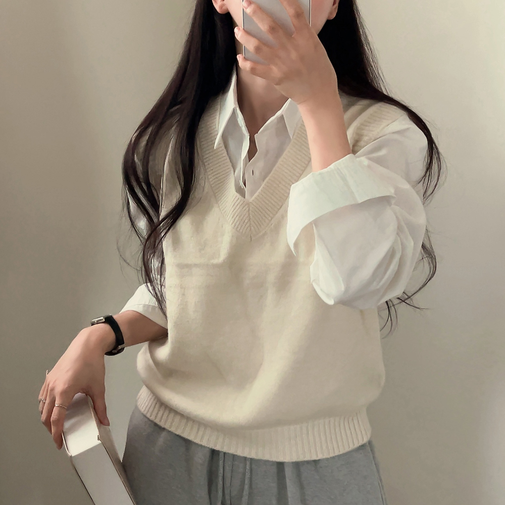 Paula Canovas del Vas Vネック ニット ベスト 透かし編み