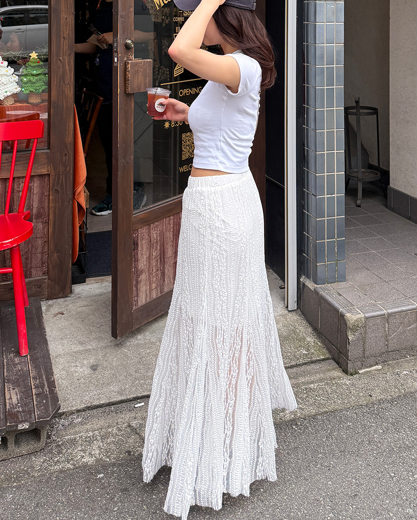 レースシースルーロングスカート | ファッション通販サイト NUGU