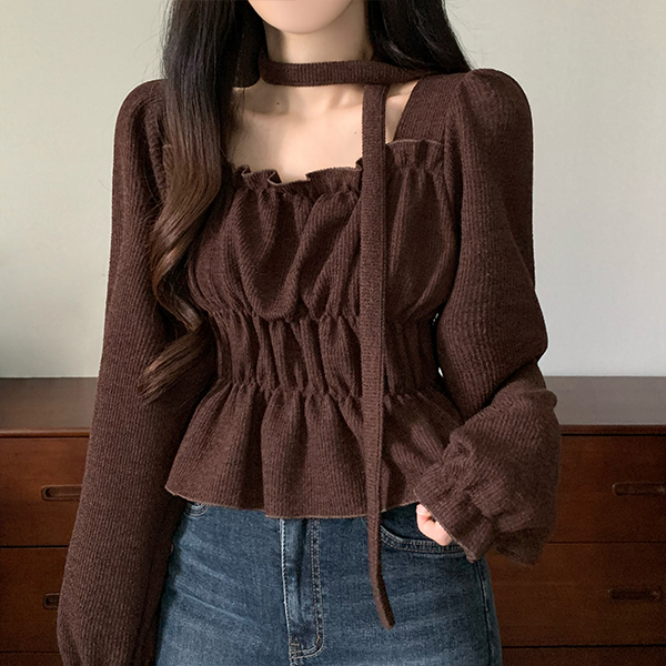 スクエアシャーリングタイブラウス