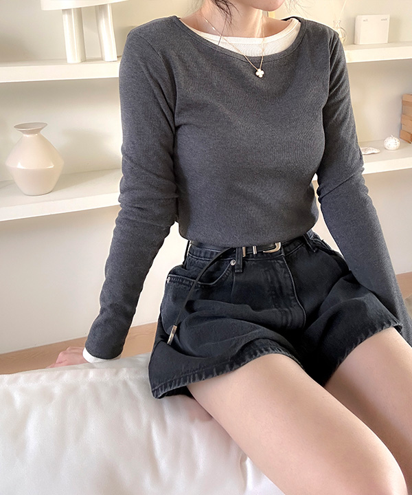 リブボートネック長袖Tシャツ | ファッション通販サイト NUGU