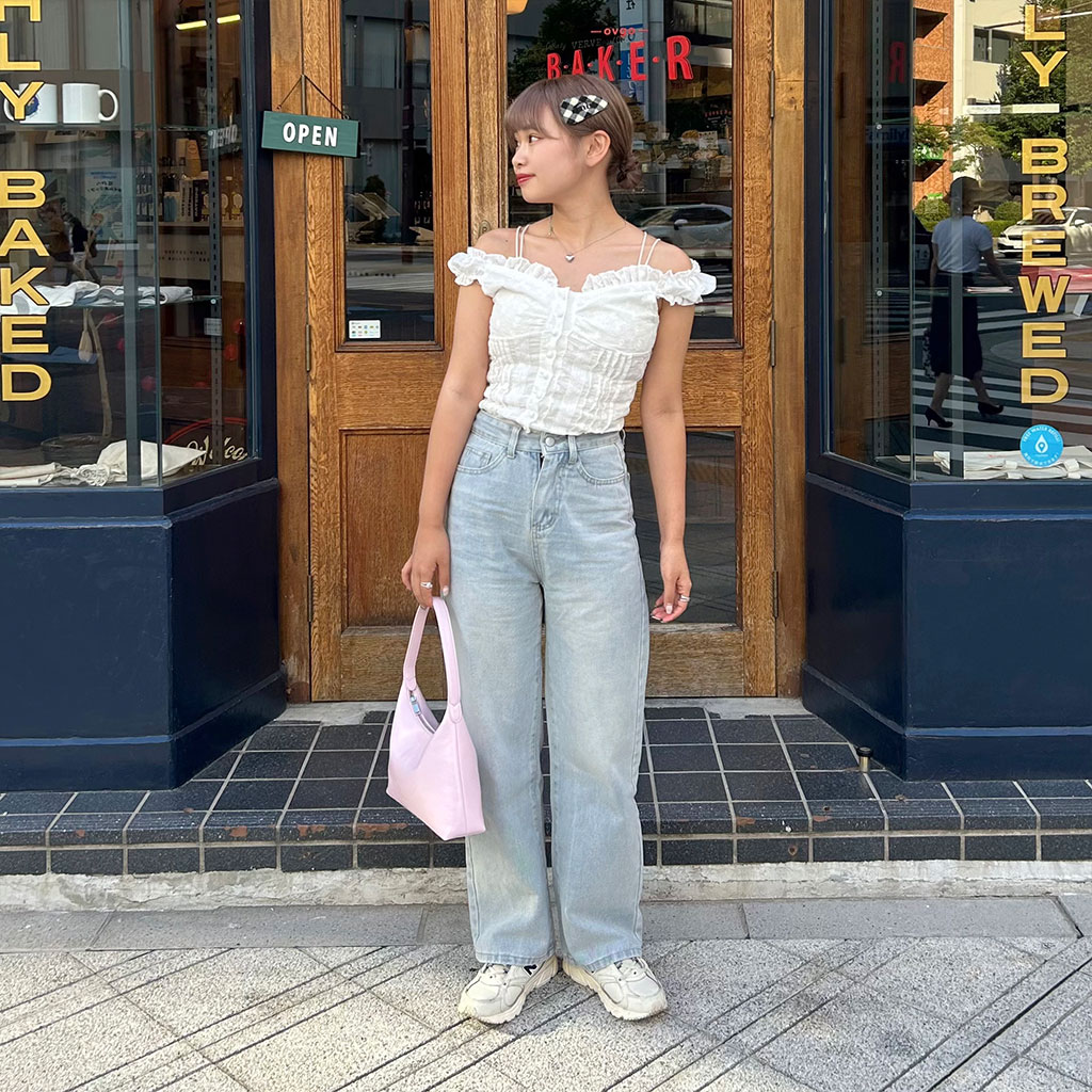 ハンドメイド::ジャガードフラワーデニム*後ろリボンop ジャガード 生地 デニム生地 布 レトロ花柄 小花柄