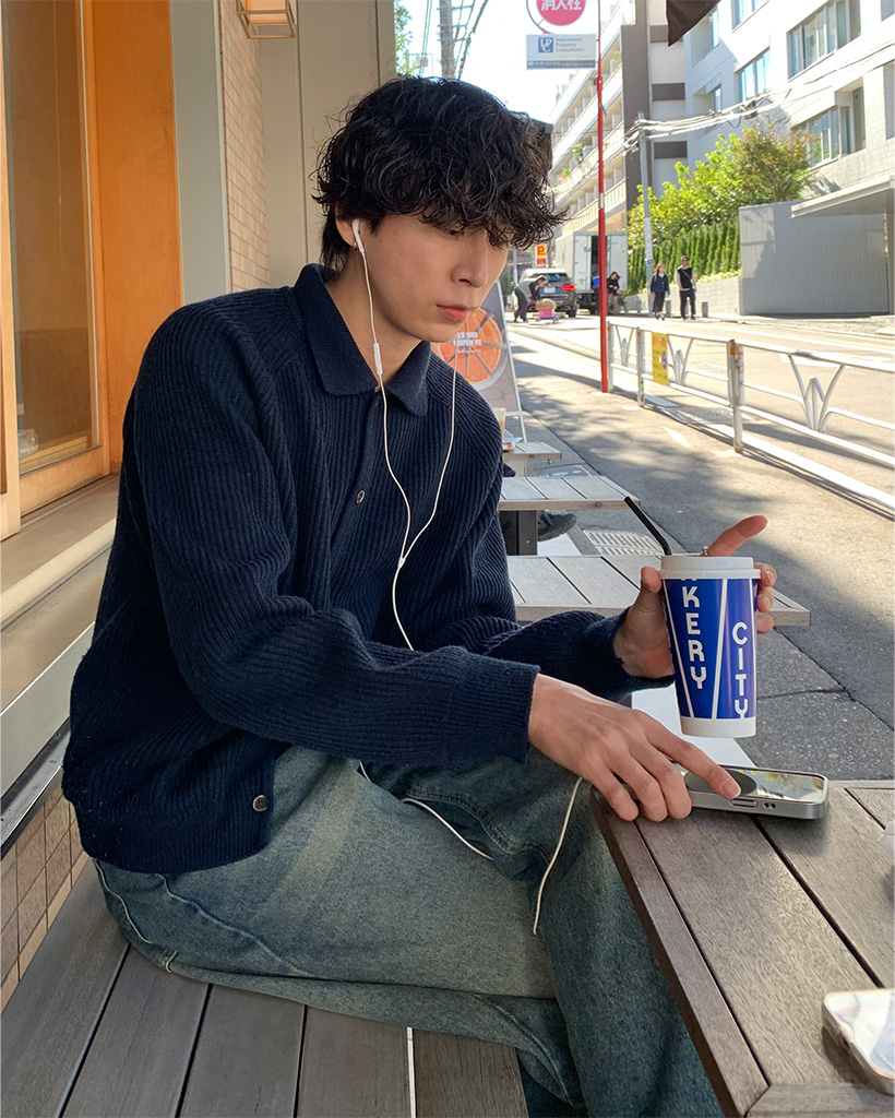 リブカラーボタンカーディガン | ファッション通販サイト NUGU