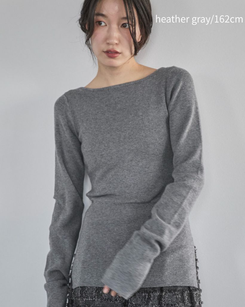 【ハンドウォッシャブル】ボートネックシンプルニット