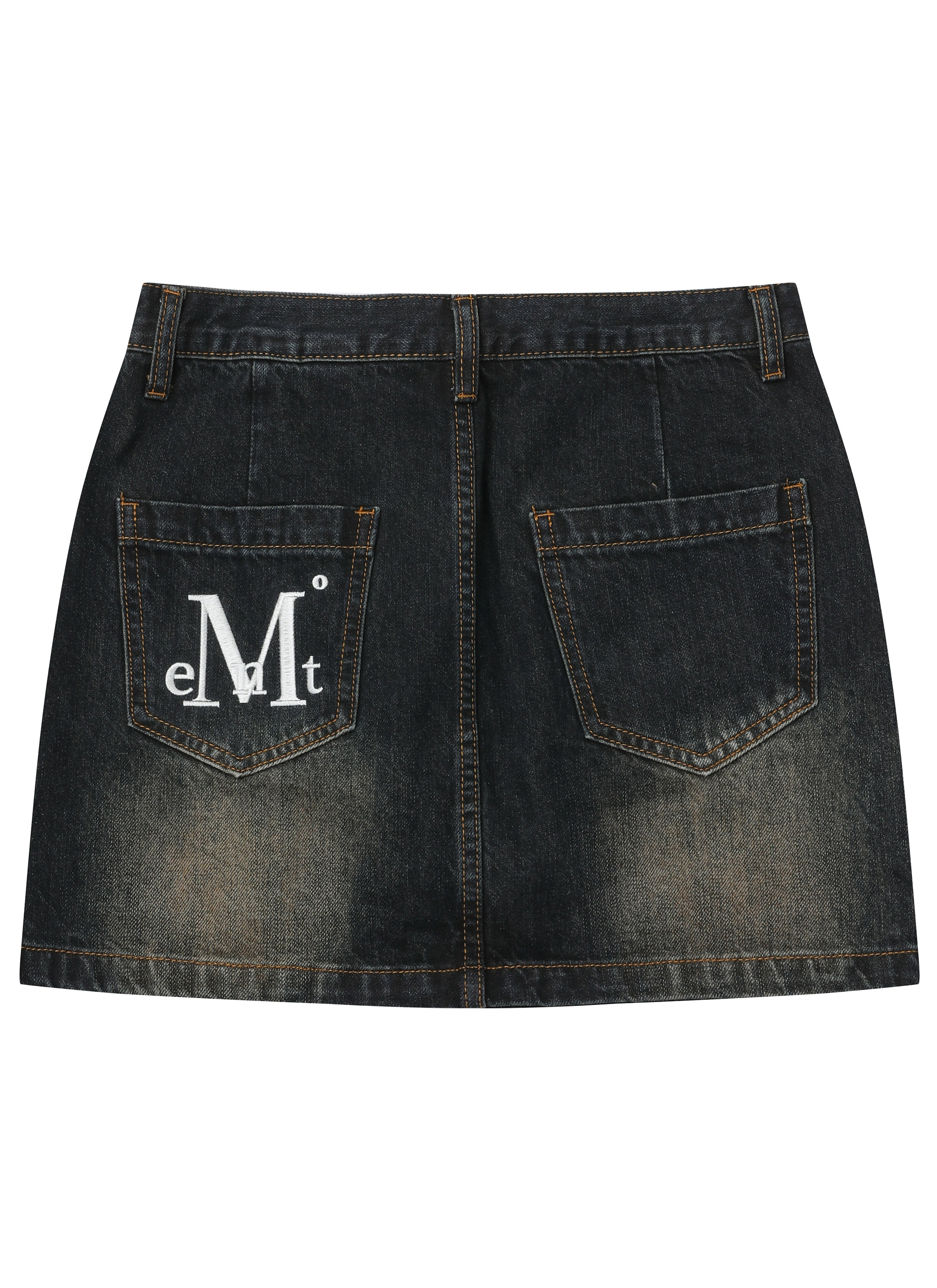 【MUCENT】CRAIL BACK POCKET BIG LOGO DENIM SKIRT_2colors CRAIL BACK POCKET BIG LOGO DENIM SKIRT (2Color