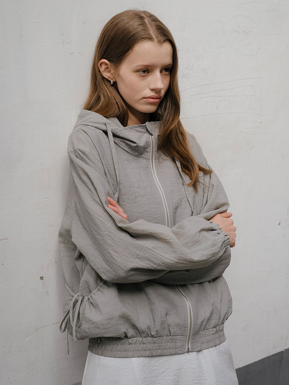 Sheer hooded wind breaker [TISP06JP02]_Light gray