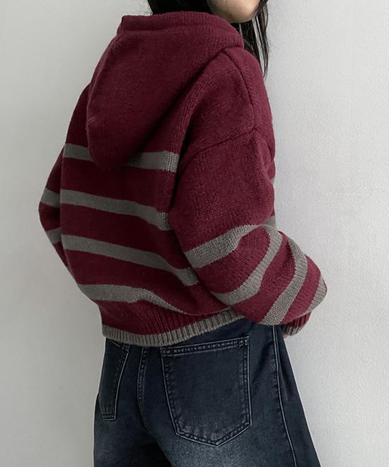 ボーダーニットフードパーカー | ファッション通販サイト NUGU