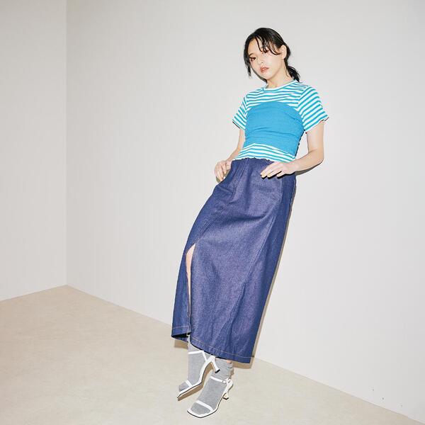 DT MaxMara ★ スリット入 デニム スカート 1CERVINO ブルー 楽天市場】デニムスカート スリット（スカート｜ボトムス