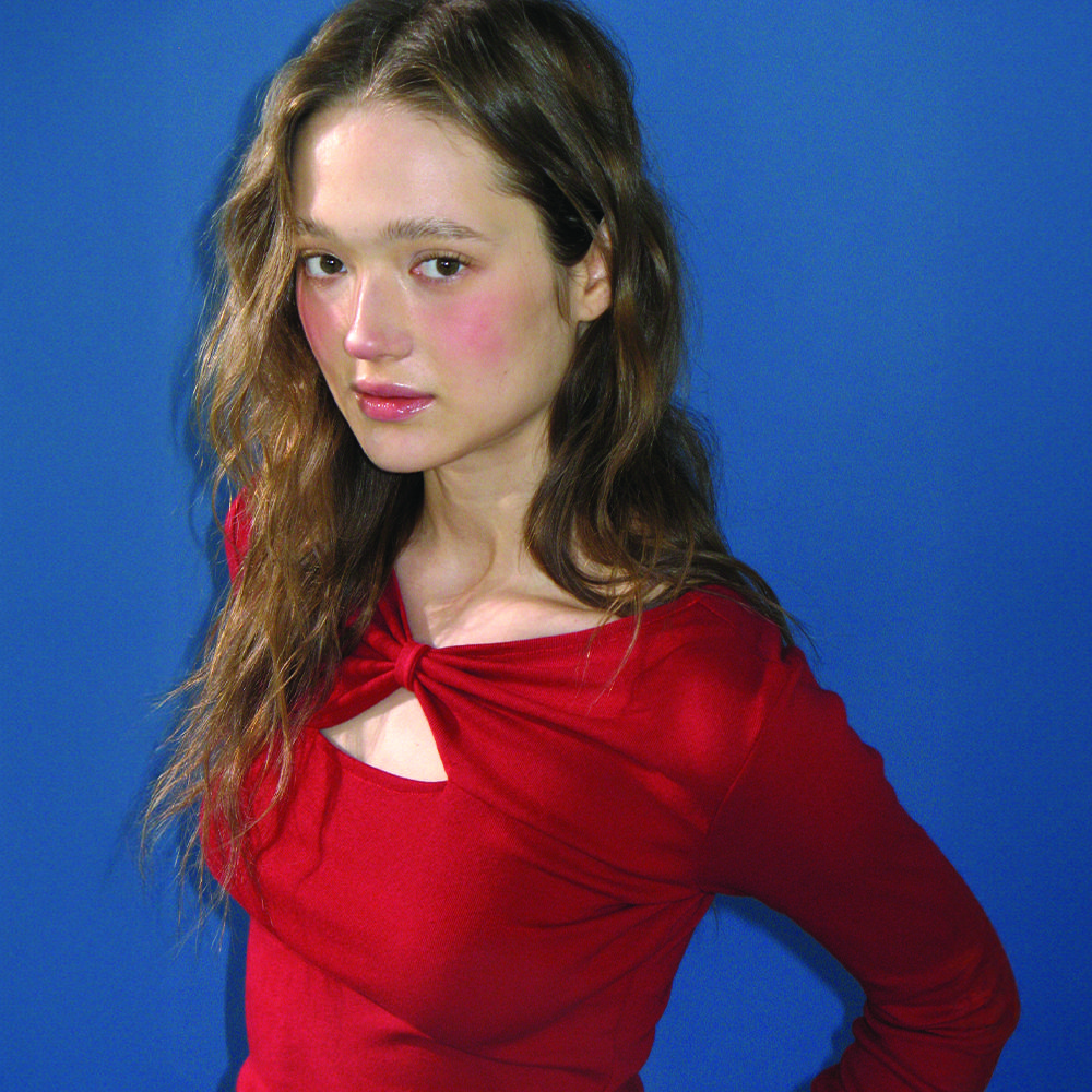 KNOT RIBBON SLIT LONG SLEEVE RED | ファッション通販サイト NUGU