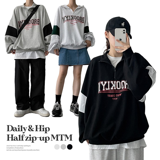 Lua配色ハーフジップスウェット