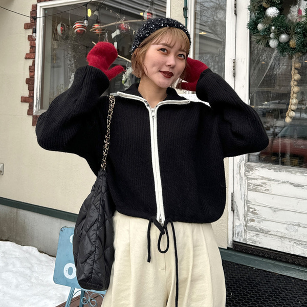 エポカ　プリーツケープジップニット　サイズ40 極美品　ブラック色 エポカ EPOCA プリーツ ケープ ジップ ニット 40 ブラック 黒 トップス