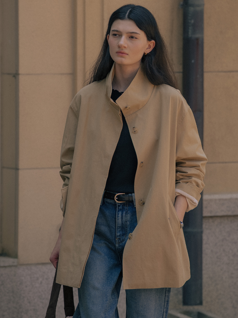 High neck trench coat TIFA01CT02_Beige