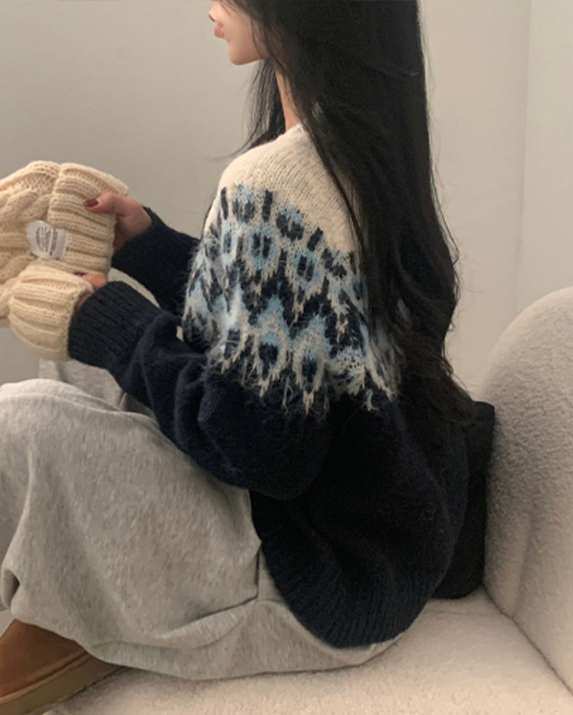 ノルディック柄アンゴラニットカーディガン | ファッション通販サイト NUGU