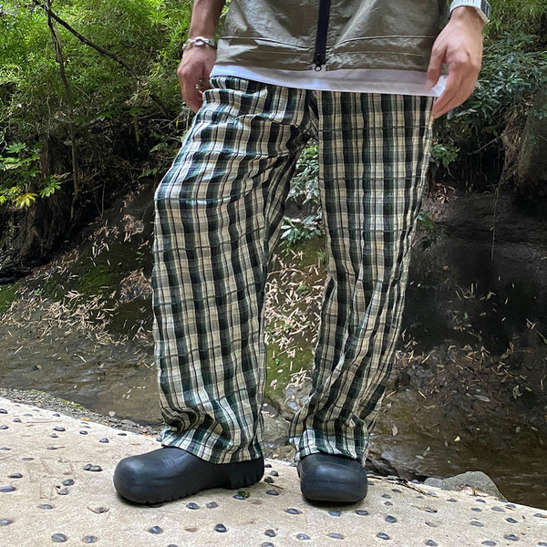 セザンヌ コットン リネン 混紡 クロップド丈 チェック柄 パンツ セザンヌ コットン リネン 混紡 クロップド丈 チェック柄 パンツ