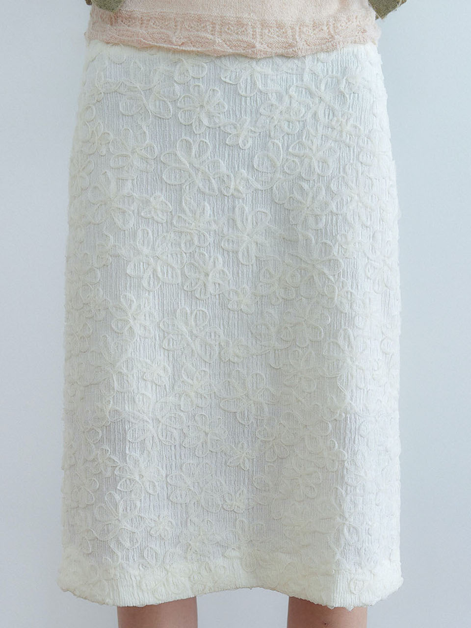 JAQUARD FLOWER LONG SKIRT [ CREAM ]