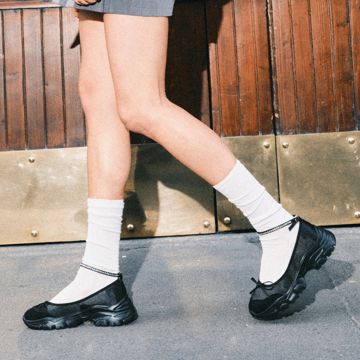 Round Toe Cubic Strap Sneakers 412410001 (5.5cm/2 colors)