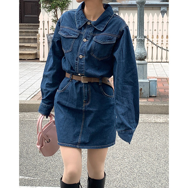 8549. GARULA デニム ベルト付き ワンピース 平成ギャル Y2K 8549. GARULA デニム ベルト付き ワンピース 平成ギャル Y2K