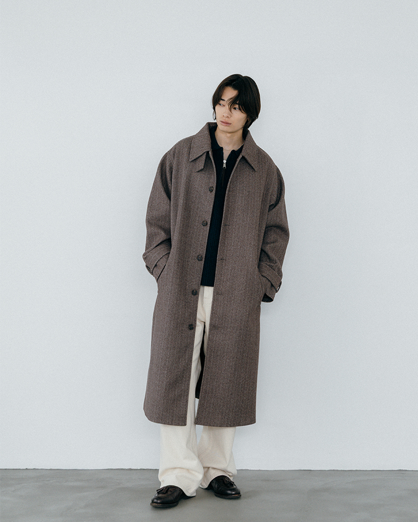 ヘリンボーンコート（ブラウン） seyto（セイト）の「Herringbone tweed over long coat