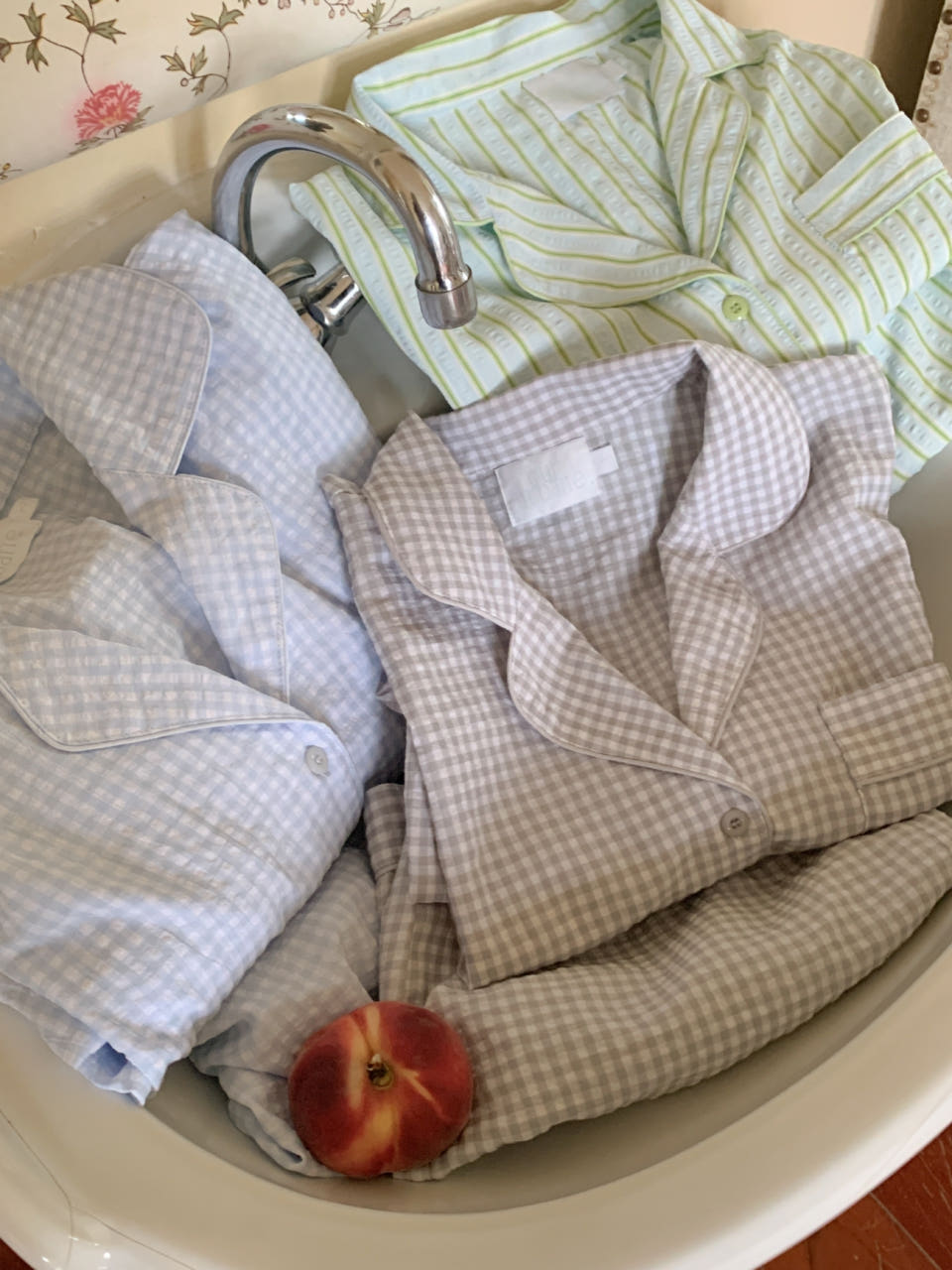 [original/ホームウェア]ストライプ ボーダーチェックパジャマセット