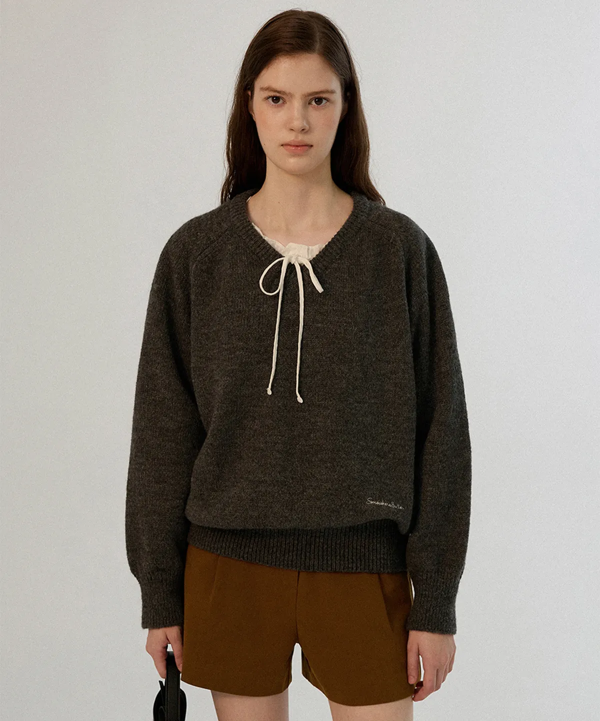 Hazel Alpaca V-Neck Knit - Charcoal