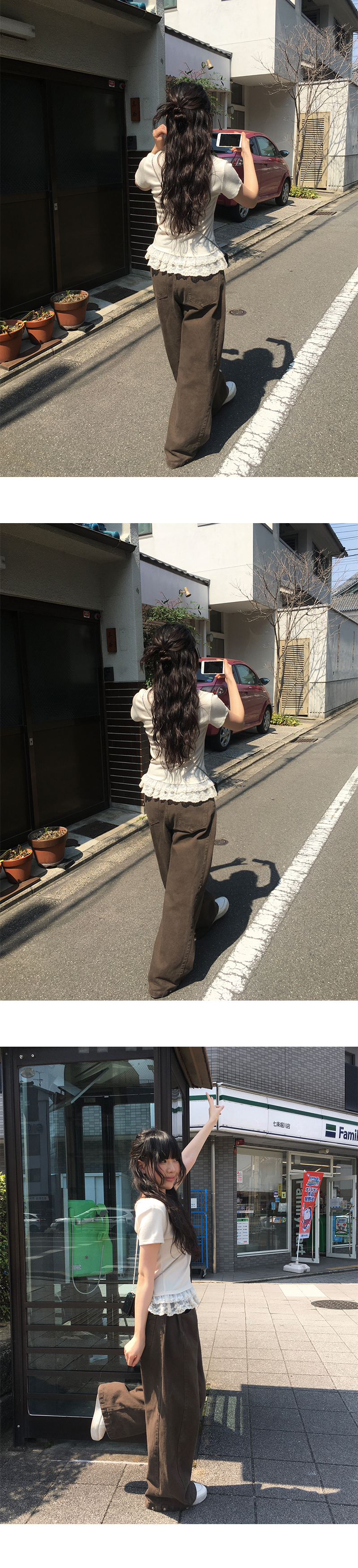 フィット調節] 裾スナップボタンサイドタックワイドパンツ