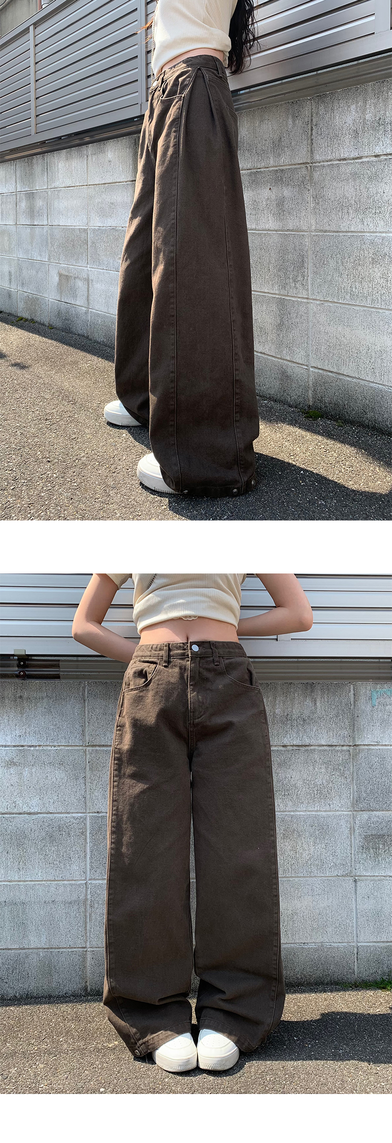 国内配送★セザンヌ サイドボタン クロップ丈 ワイドパンツ サイドタックワイドパンツ - SOÉJU online store｜上質な大人の
