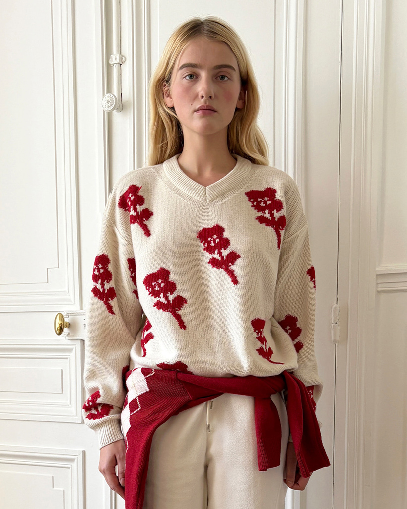 【購入特典】[tokki x Sinoon] SN Flower Loose Fit Knit (Ivory)