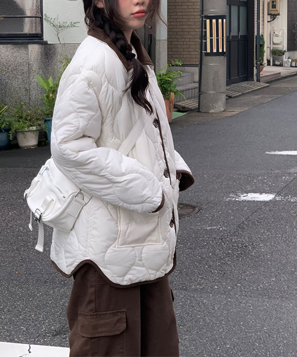 バイカラーキルティングダウンジャケット (2color) | ファッション通販