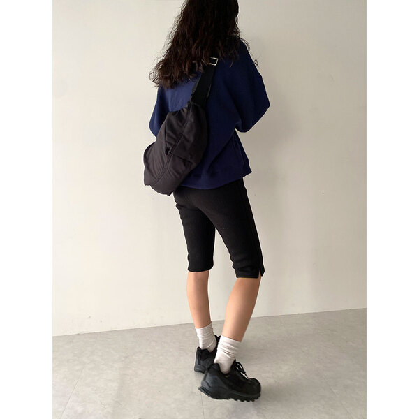 バイカーニットパンツ　ブラックS STYLEMIXER ニットバイカーパンツ BLK -ファッション通販
