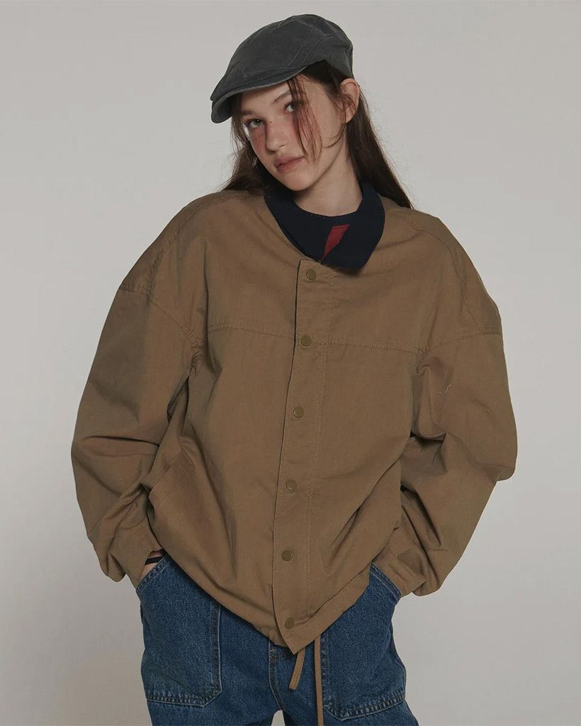 バイカラーコーデュロイカラーバーバーハンティングトラッカージャケット [ベージュ]