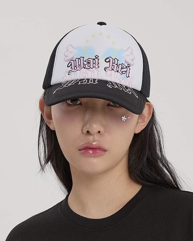 Angel Dolphin Trucker Cap BLACK